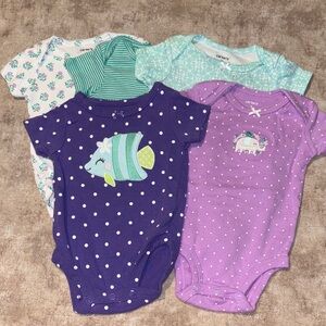 Carter's Baby Bodysuits Set - Purple, Blue, Teal Bundle